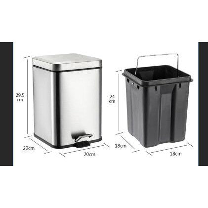Dustbin - Square 6L(Silver)