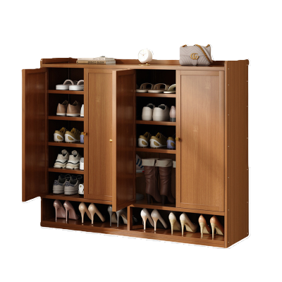 Shutter Door Bamboo Shoe Cabinet Dustproof/Multi-Layer Rack/Large Capacity for Doorway&Hallway