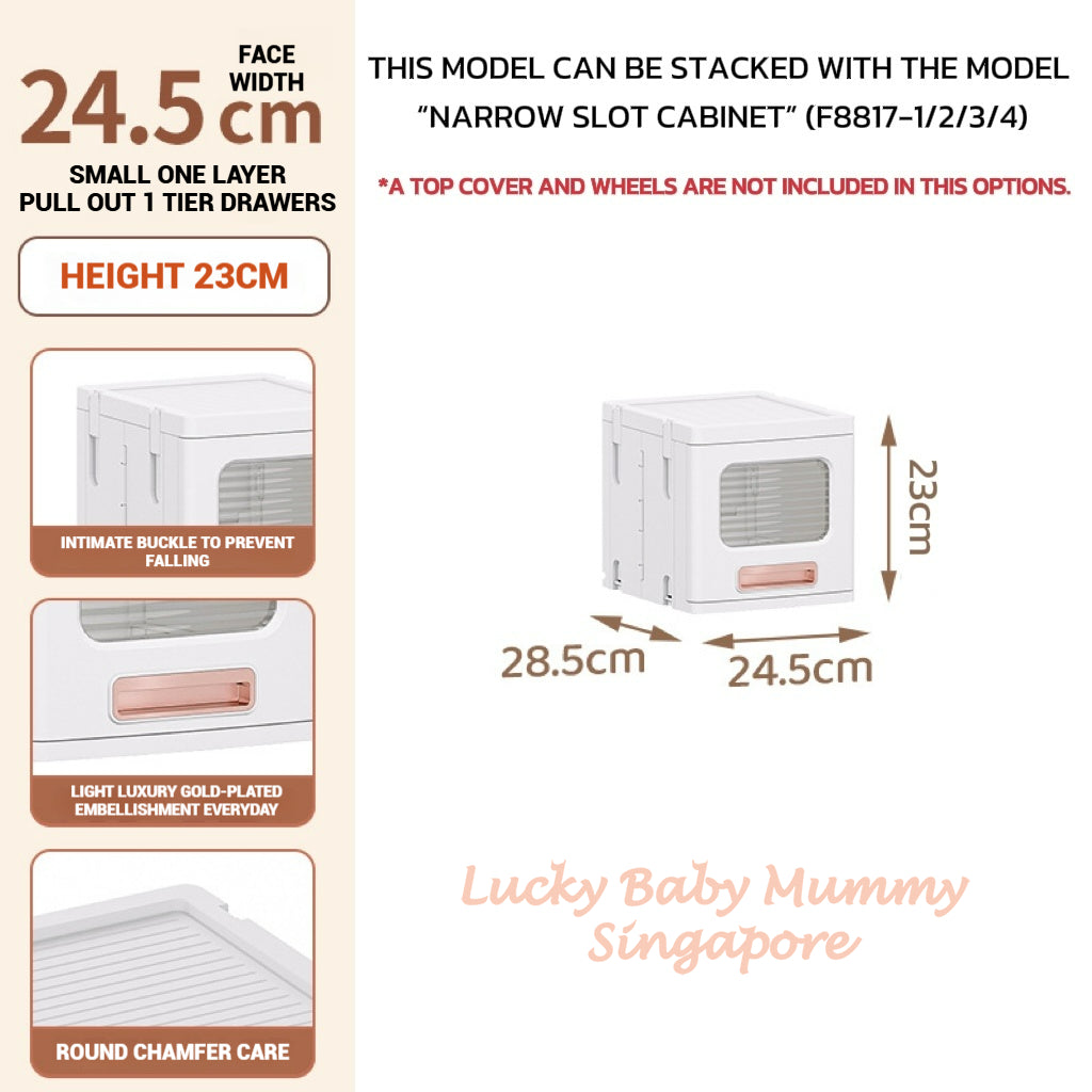 Narrow Slot Foldable Cabinet/Plastic Storage Drawers/Home Organizer/Stackable Transparent Storage Rack
