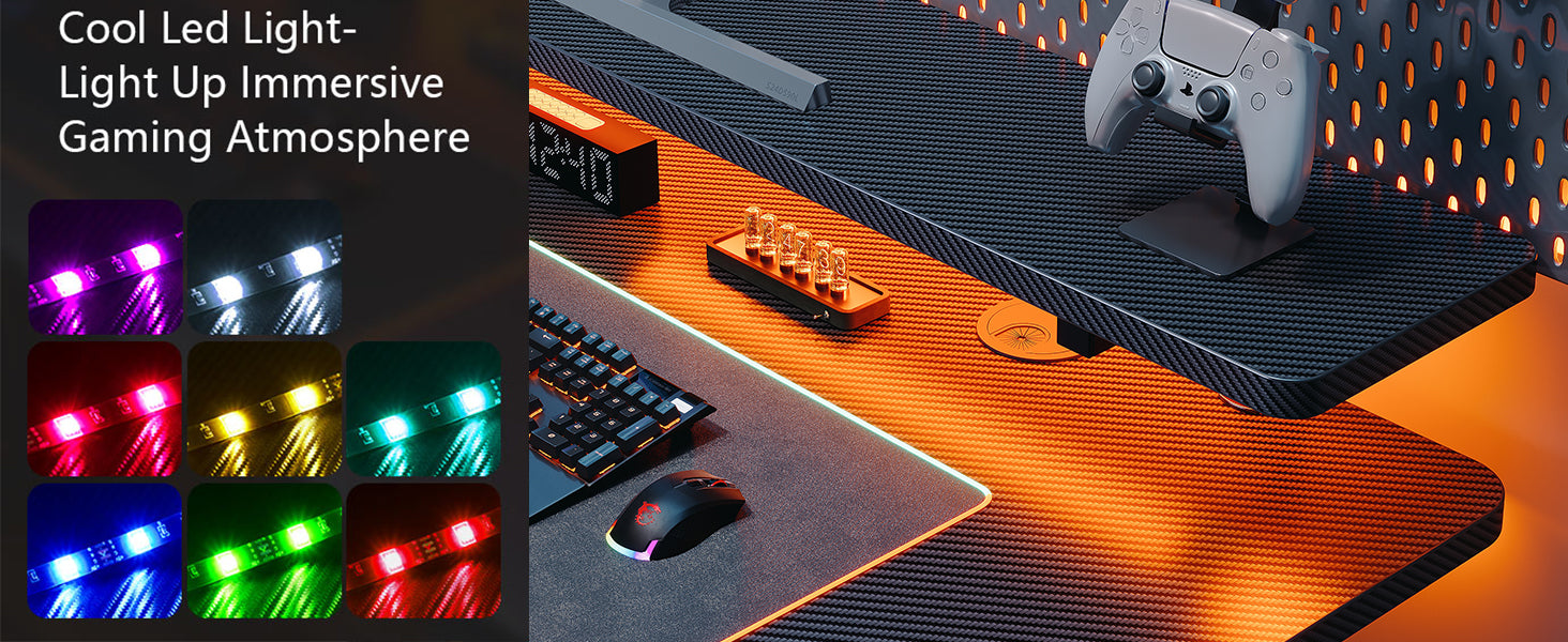 T-Shaped Gaming Table with Shelf