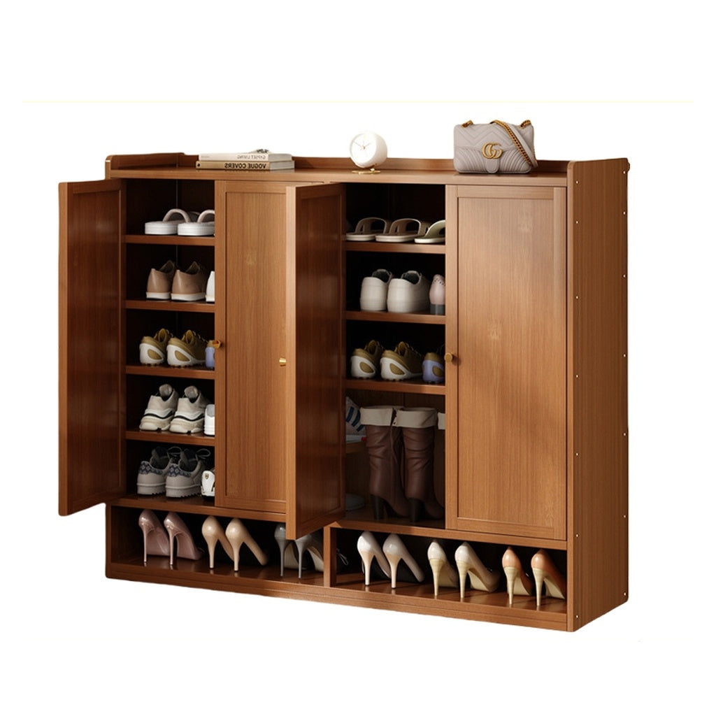 Shutter Door Bamboo Shoe Cabinet Dustproof/Multi-Layer Rack/Large Capacity for Doorway&Hallway