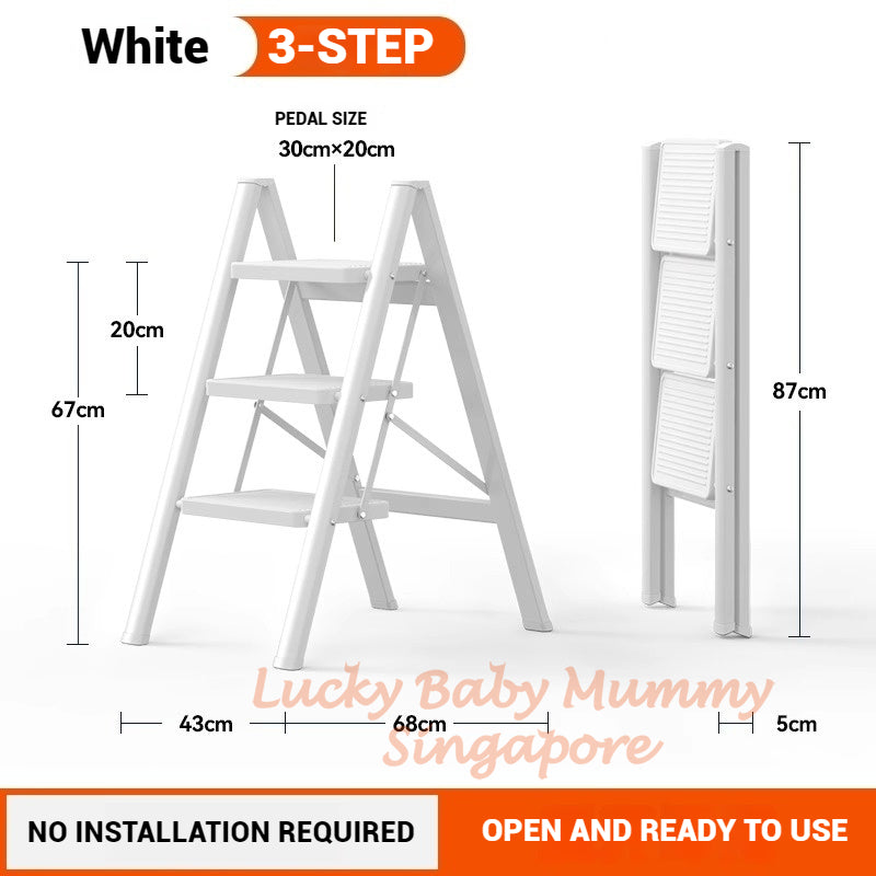 Wide Pedal Steel Ladder - 2/3/4 Steps
