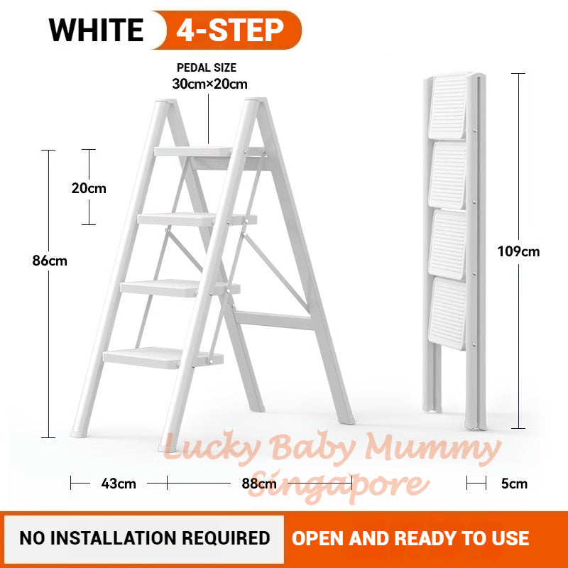 Wide Pedal Steel Ladder - 2/3/4 Steps