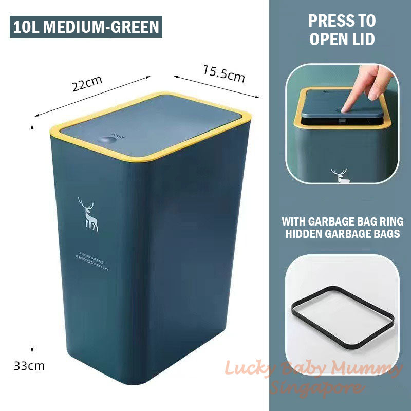 10/15L Pop-up Cover Dustbin with Slim Deisgn Waterproof