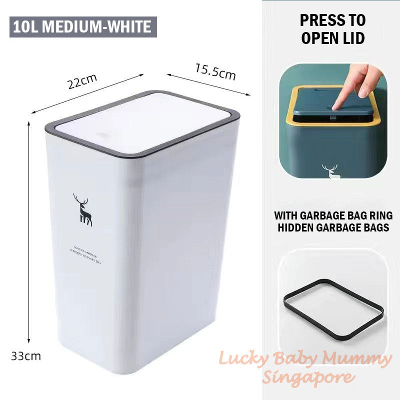 10/15L Pop-up Cover Dustbin with Slim Deisgn Waterproof