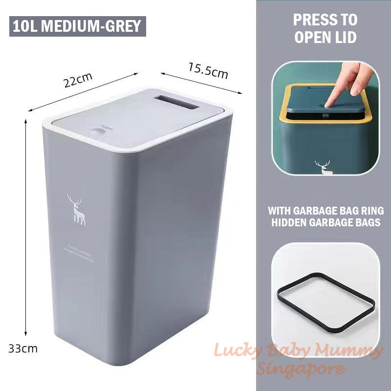10/15L Pop-up Cover Dustbin with Slim Deisgn Waterproof