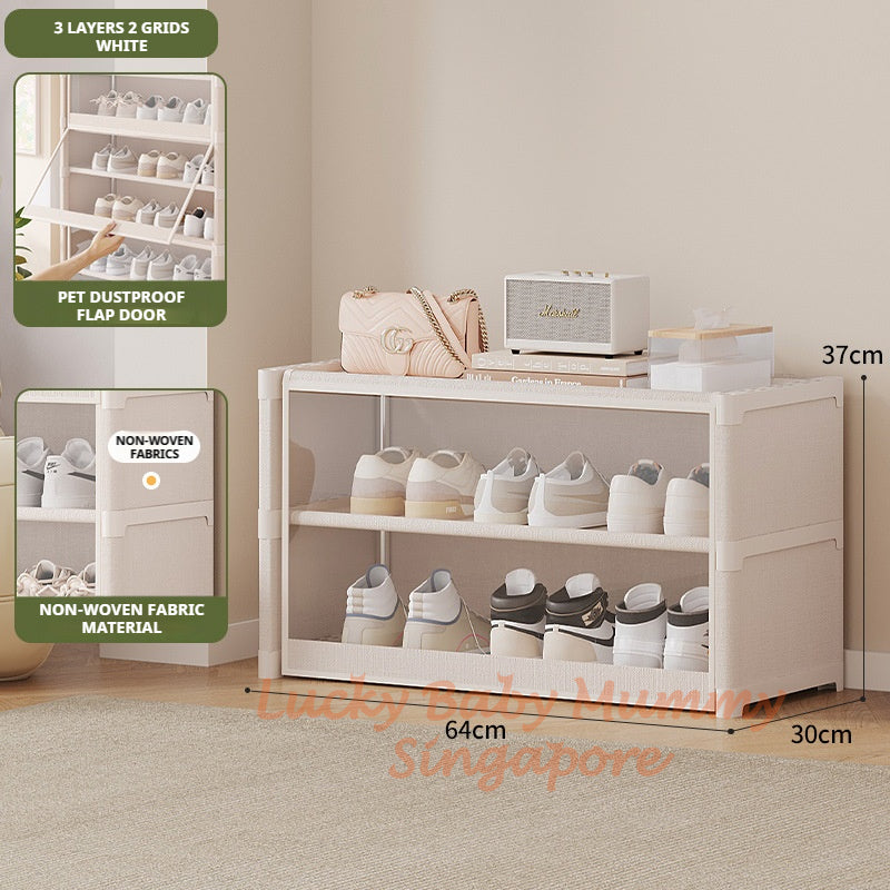 Flip Dustproof Shoe Cabinet with Clear Door