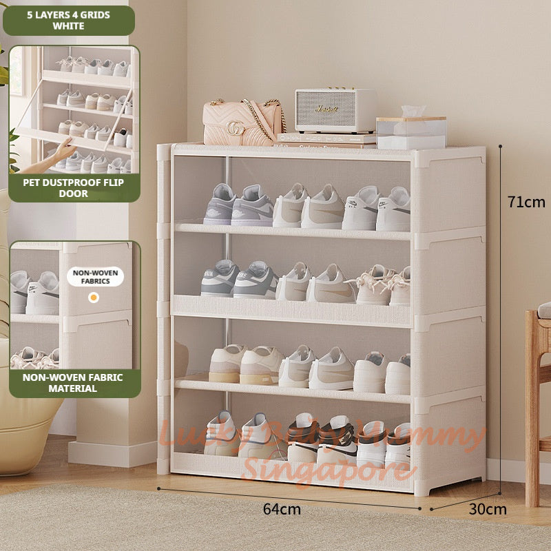 Flip Dustproof Shoe Cabinet with Clear Door