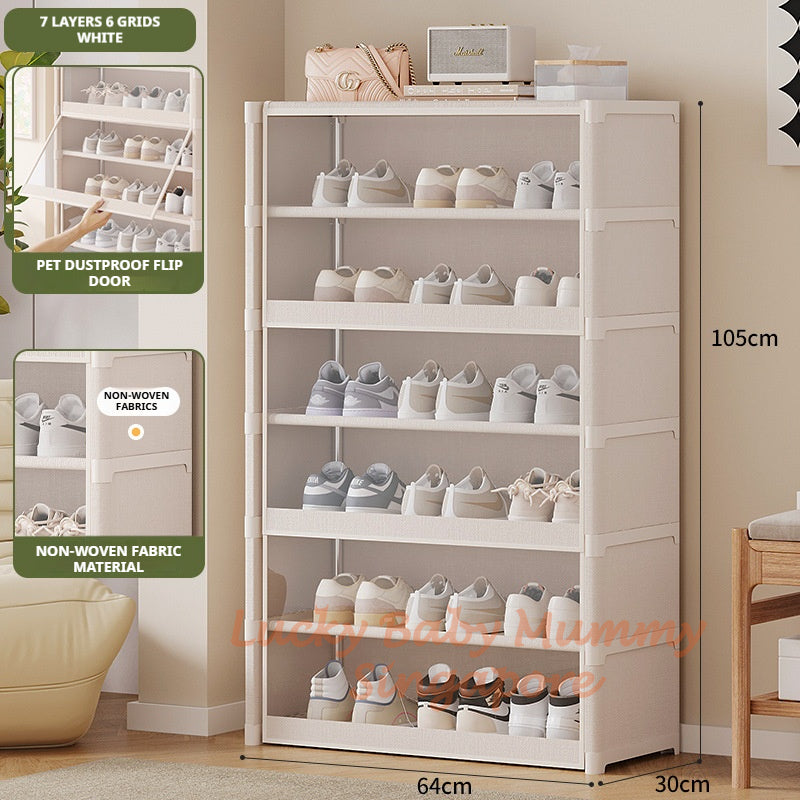 Flip Dustproof Shoe Cabinet with Clear Door