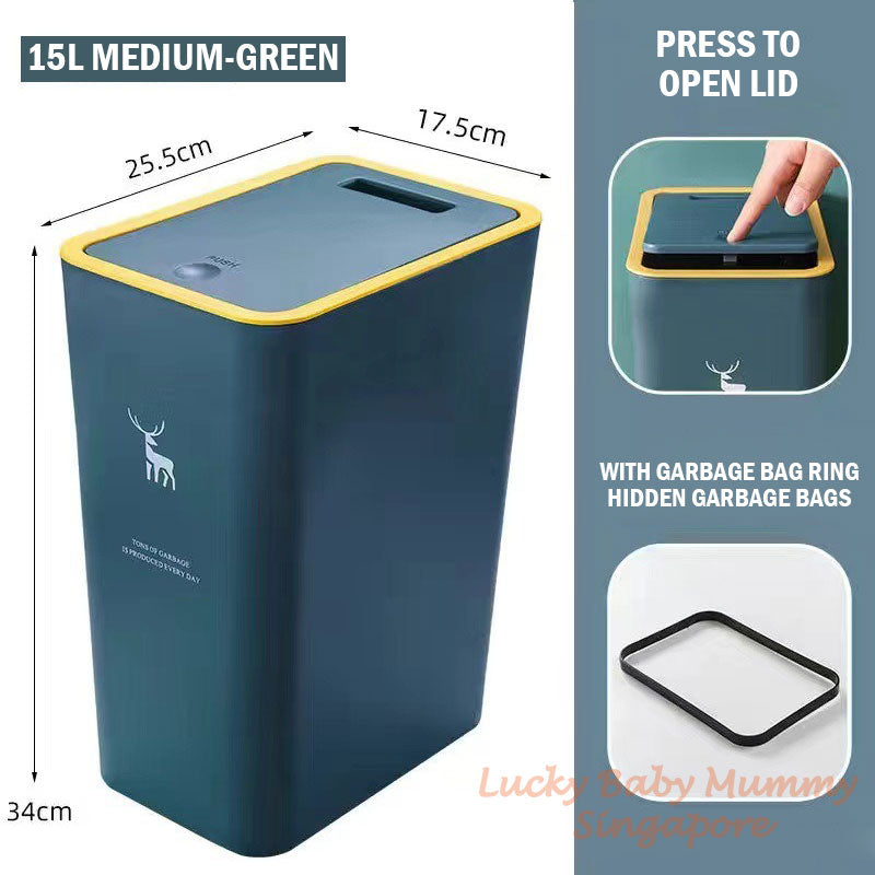 10/15L Pop-up Cover Dustbin with Slim Deisgn Waterproof