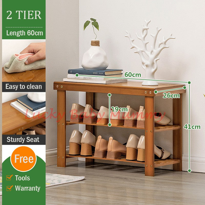 Darker Bamboo Shoe Rack Bench