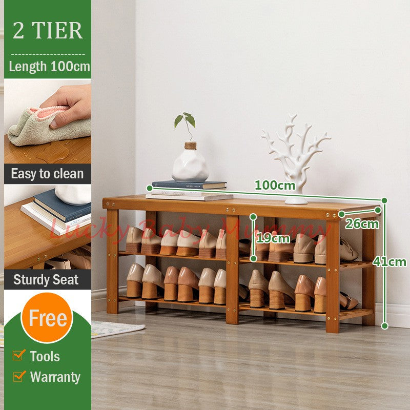 Darker Bamboo Shoe Rack Bench