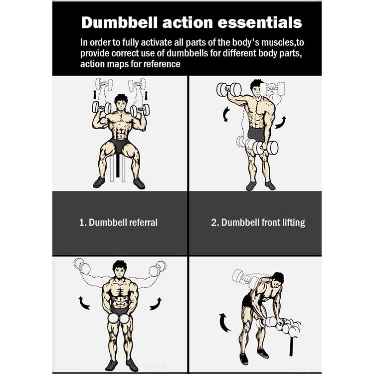 Black Cast Iron Chrome Dumbbell Set for Bodybuilding