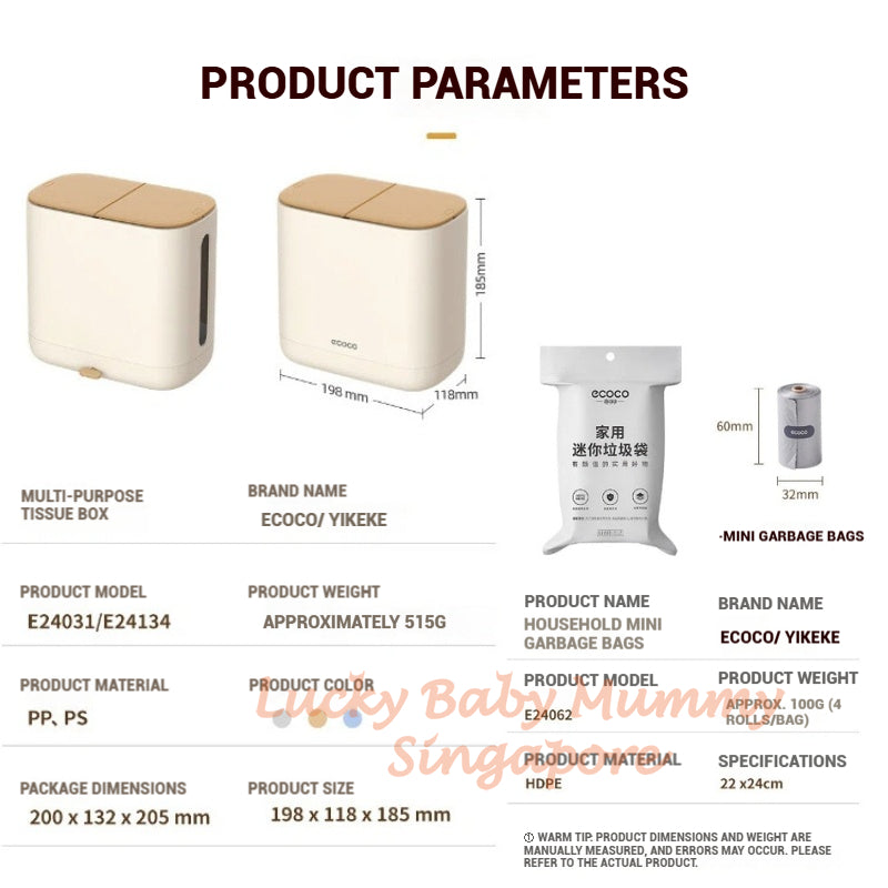 Ecoco Desktop Tissue Box with Trash Bin