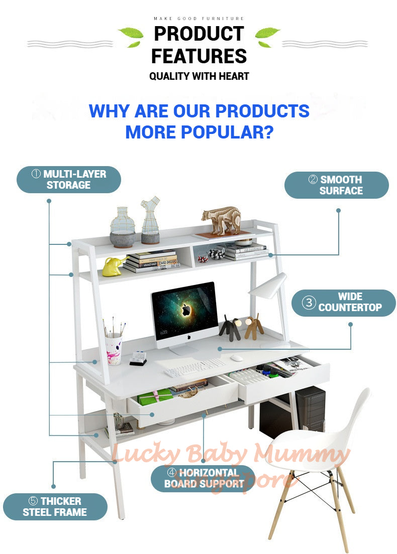 【A68】Computer Tables with Bookshelf