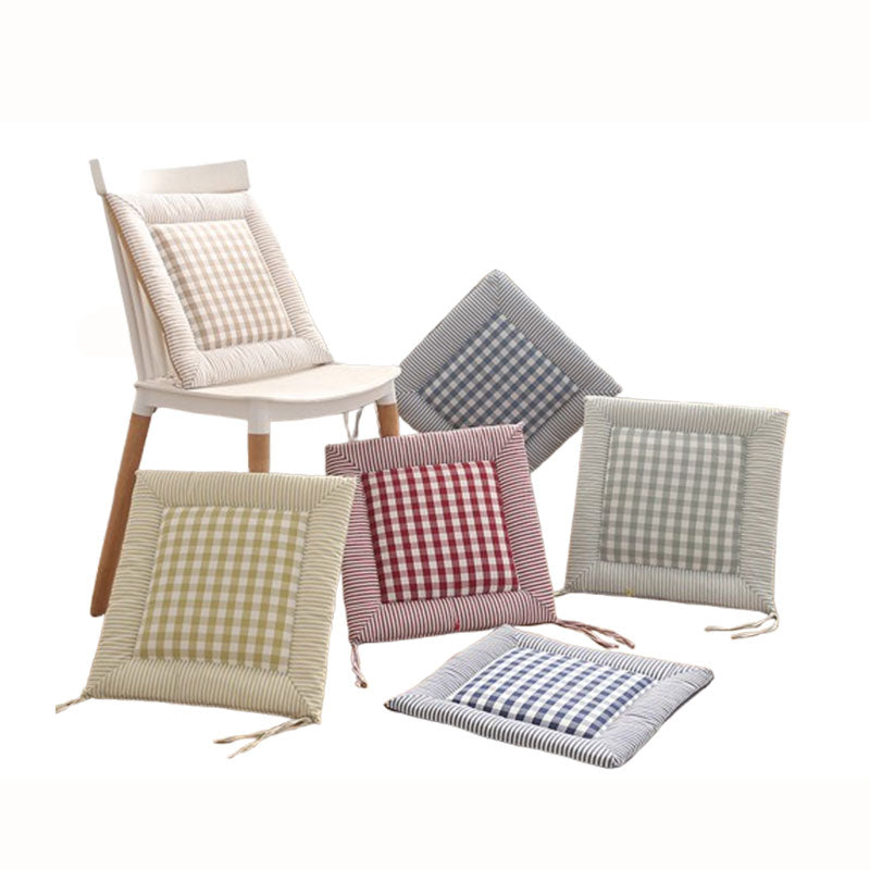 Cotton-Linen Checkered Cushion / Cover Sofa Office Chair / Square Seat Cushion / Colourful Mat Cushion