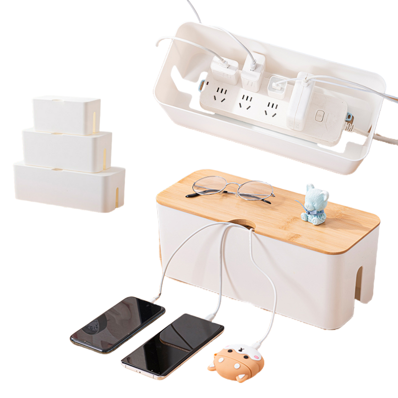 Cable Storage Box/Extension Wire Plug Minimalist Organizer Box for Desk Power Strip Management