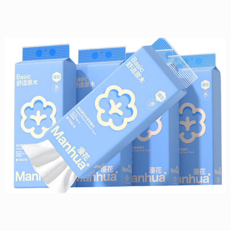 【6 Packs/Box】 ManHua Wood Pulp Hanging Tissue 4-ply 1280sheets