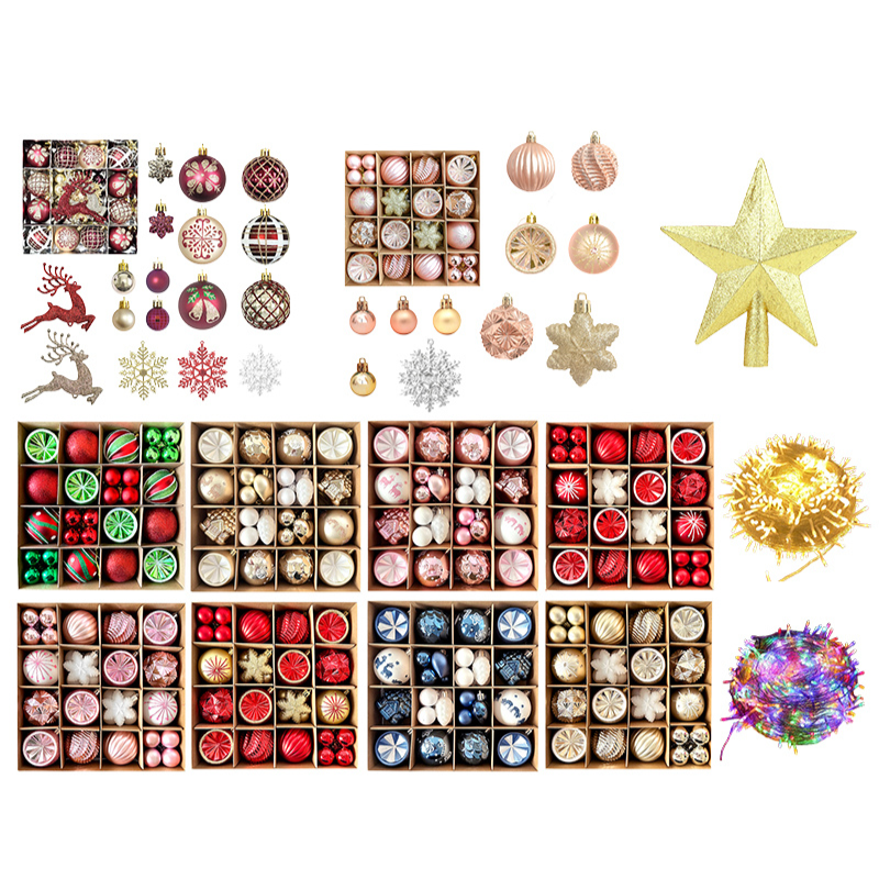 2025 Christmas Tree Balls Decorations Accessories Ornaments Lights Xmas Tree Top Star Party Decor