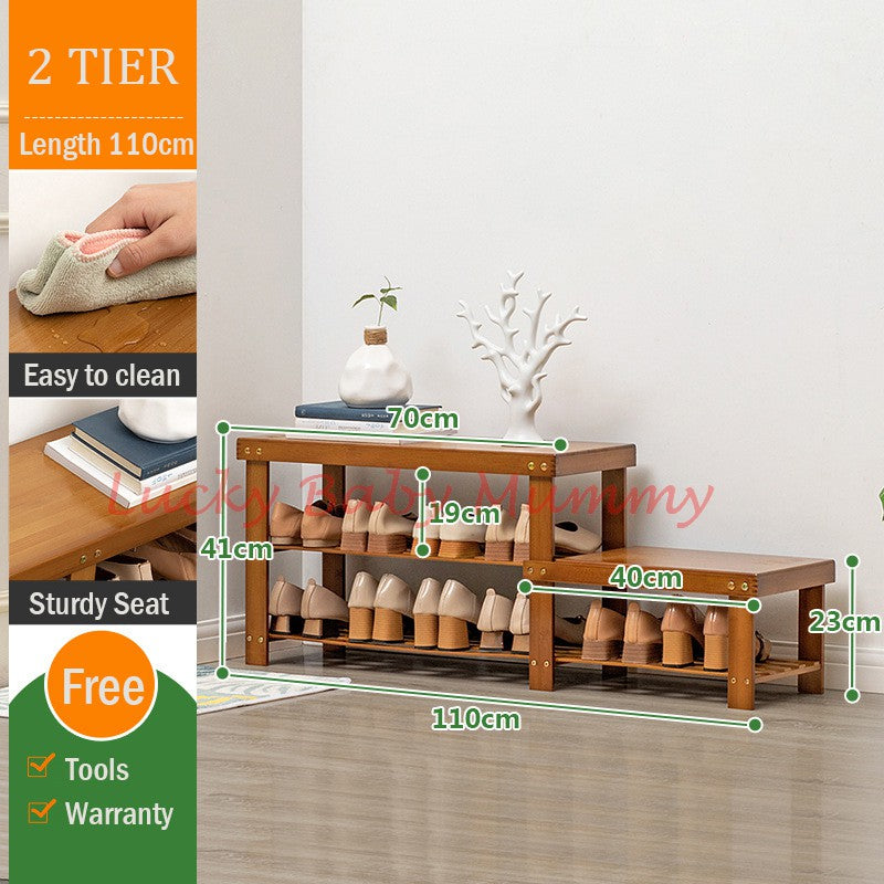 Darker Bamboo Shoe Rack Bench