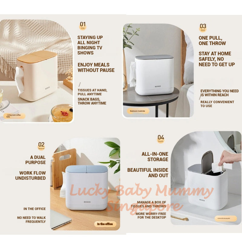 Ecoco Desktop Tissue Box with Trash Bin