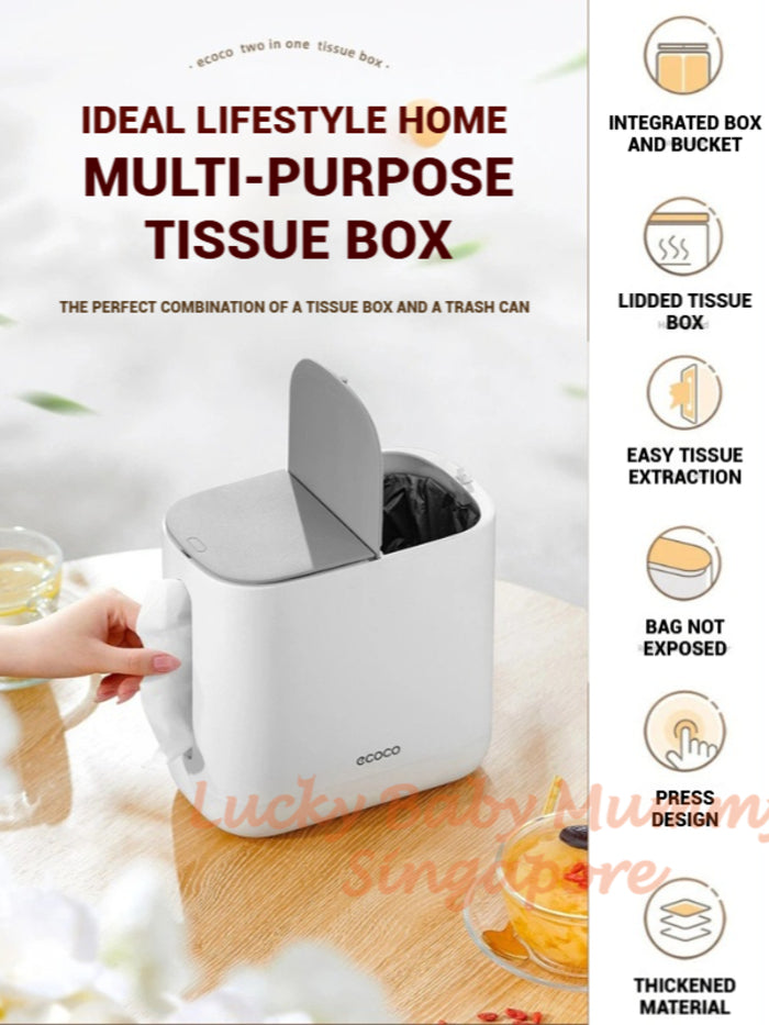Ecoco Desktop Tissue Box with Trash Bin