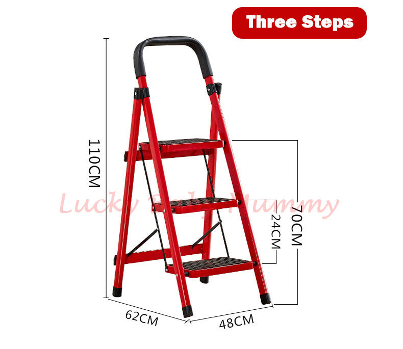 Foldable Red Stool Step Ladder 3/4/5 Steps