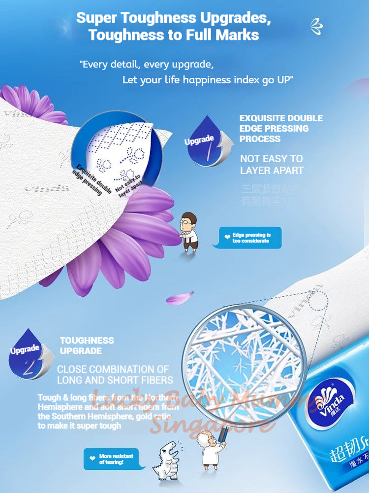 Vinda Ultra-Durable Soft Pack 3-Ply Facial Tissue Paper