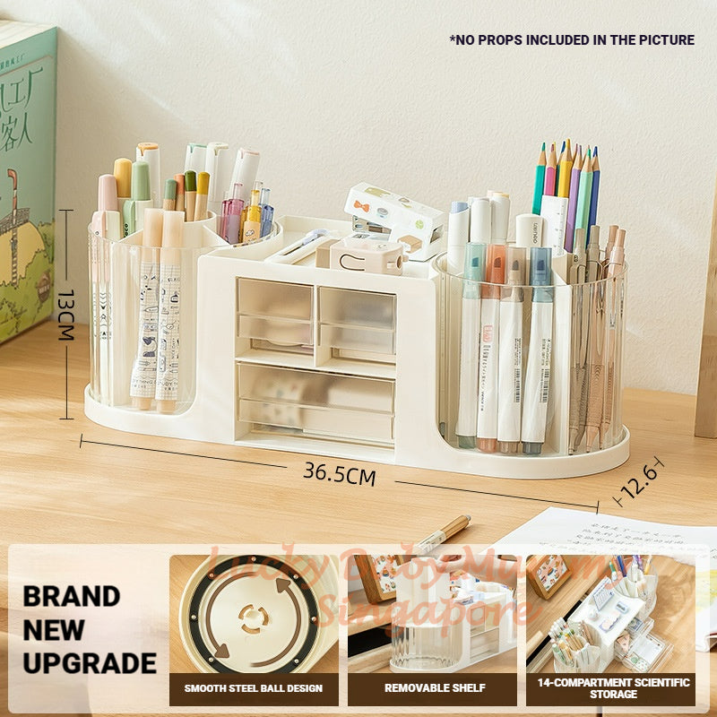Dual 360° Rotating Pen Holder Organizer