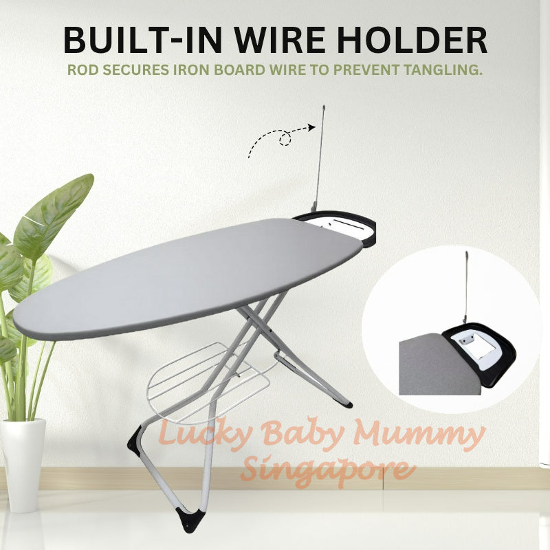 Large Foldable Ironing Board with Wire Holder & Tray/Adjustable Height/Premium Iron Board