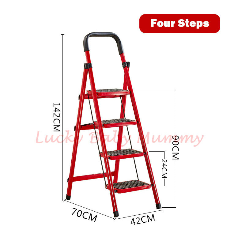 Foldable Red Stool Step Ladder 3/4/5 Steps