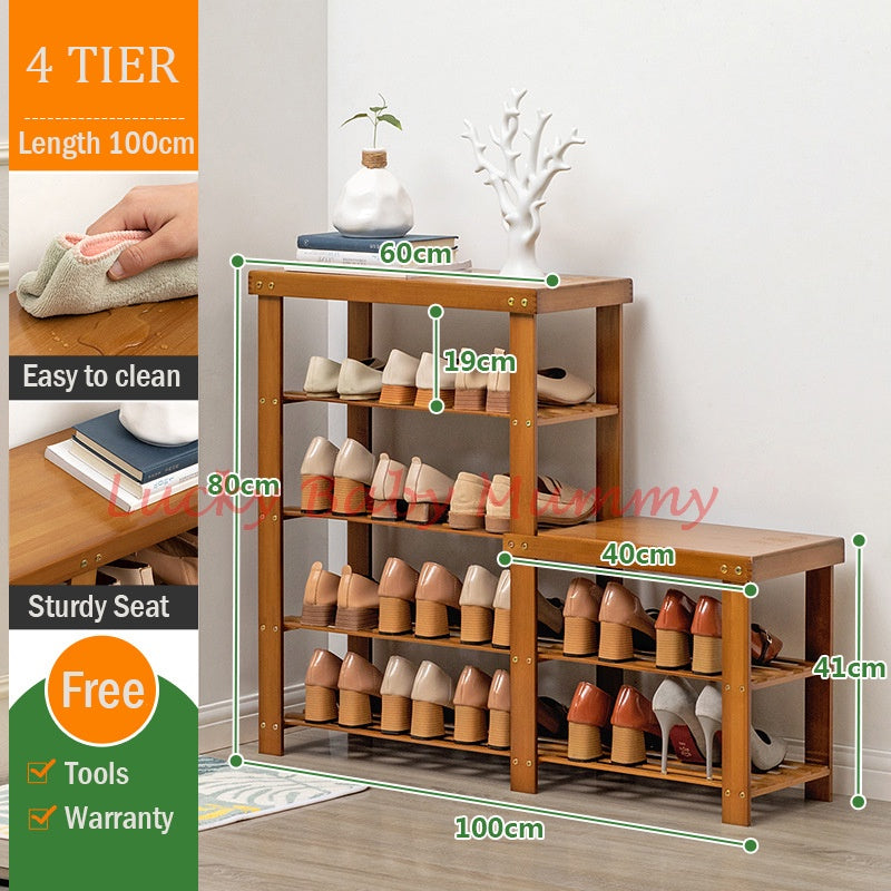 Darker Bamboo Shoe Rack Bench