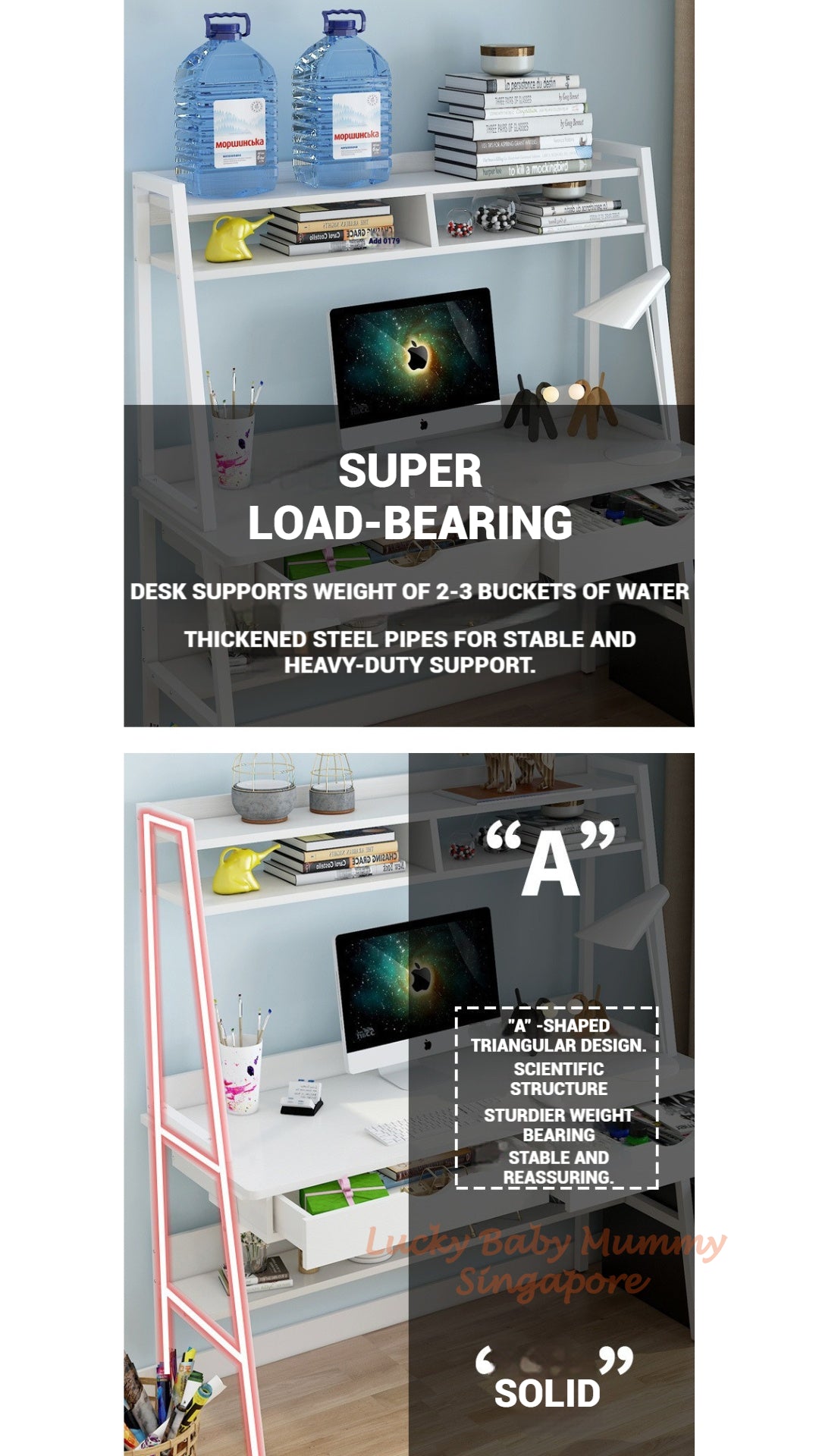 【A68】Computer Tables with Bookshelf