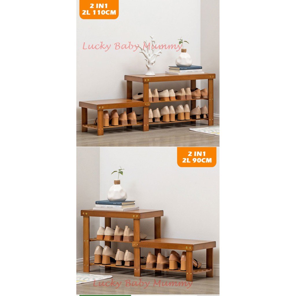 Darker Bamboo Shoe Rack Bench