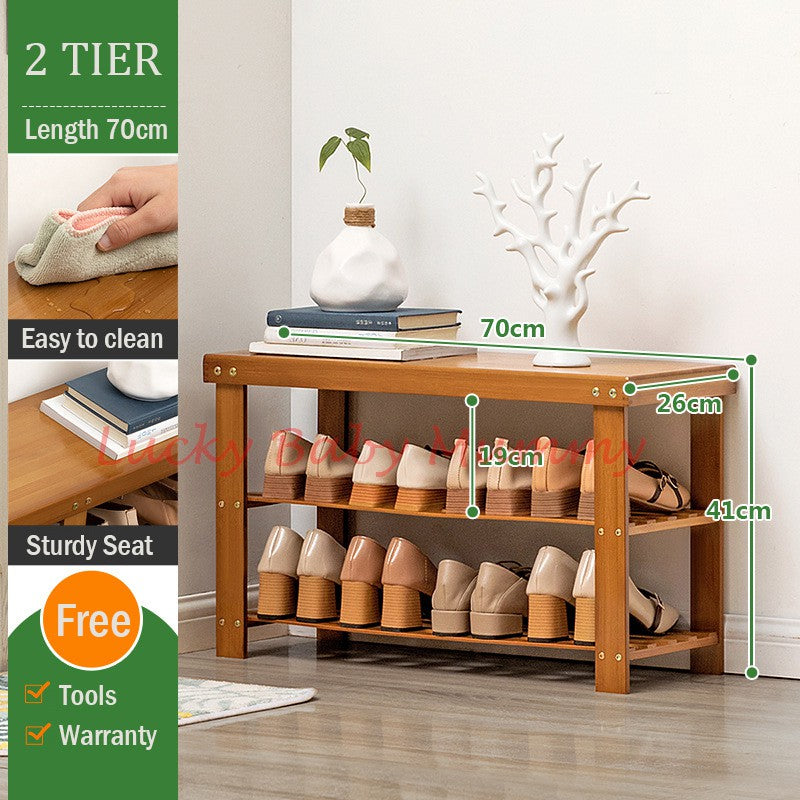 Darker Bamboo Shoe Rack Bench