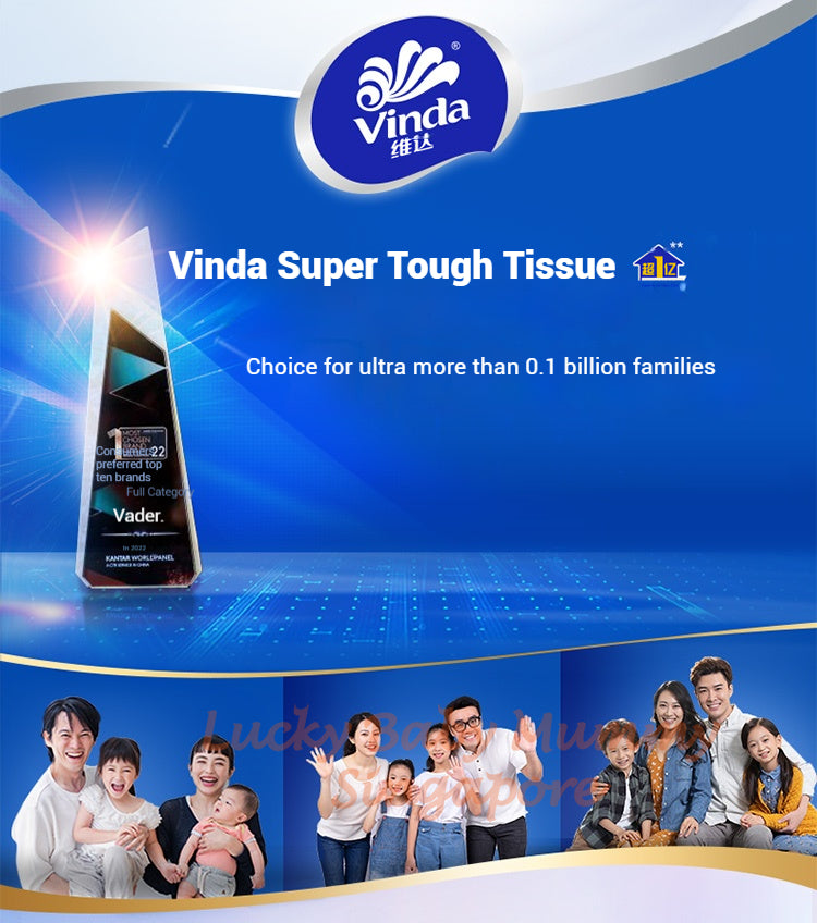 Vinda Ultra-Durable Soft Pack 3-Ply Facial Tissue Paper