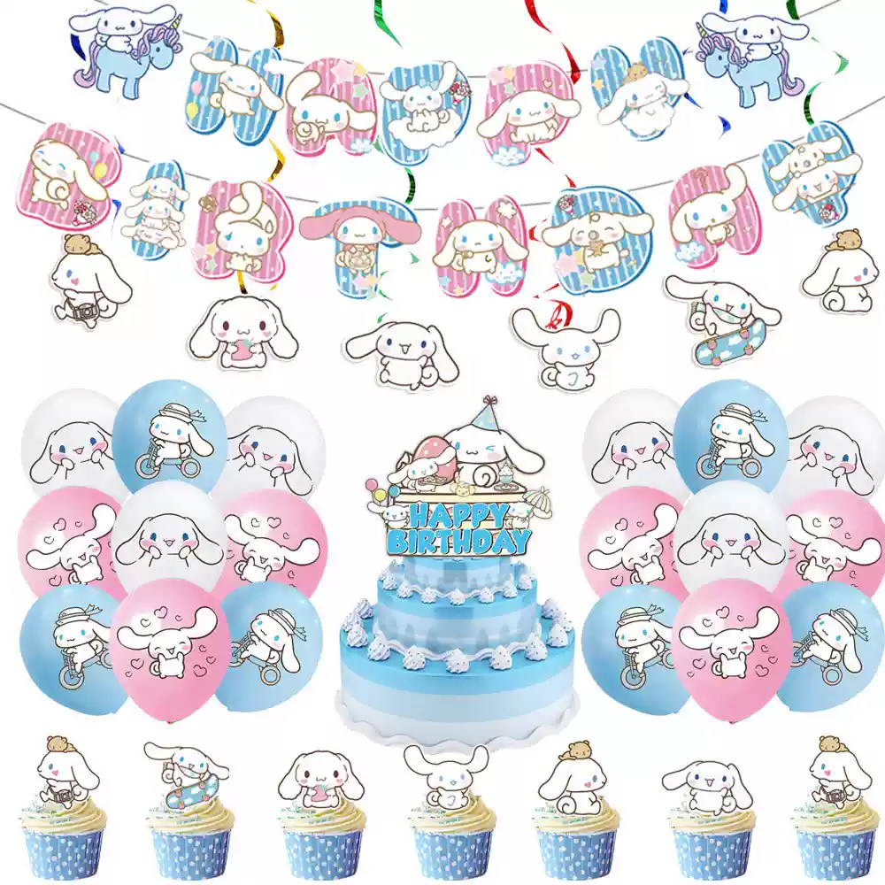 Cinnamoroll Party Supplies / Cinnamoroll Theme Party Decoration / Event Kit / Birthday Ornaments