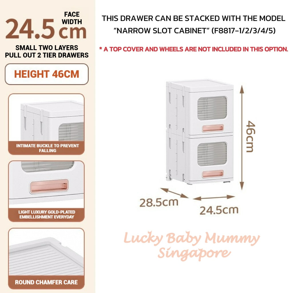 Narrow Slot Foldable Cabinet/Plastic Storage Drawers/Home Organizer/Stackable Transparent Storage Rack