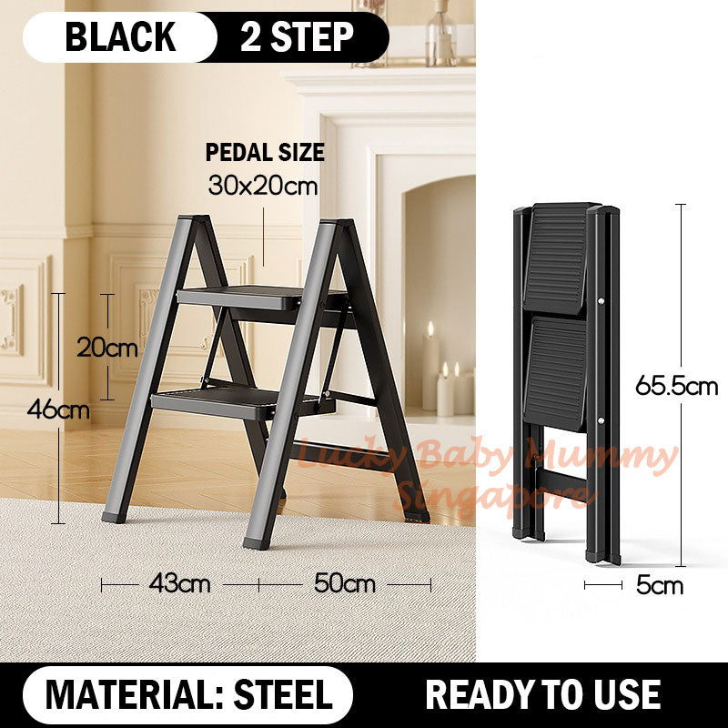 Wide Pedal Steel Ladder - 2/3/4 Steps