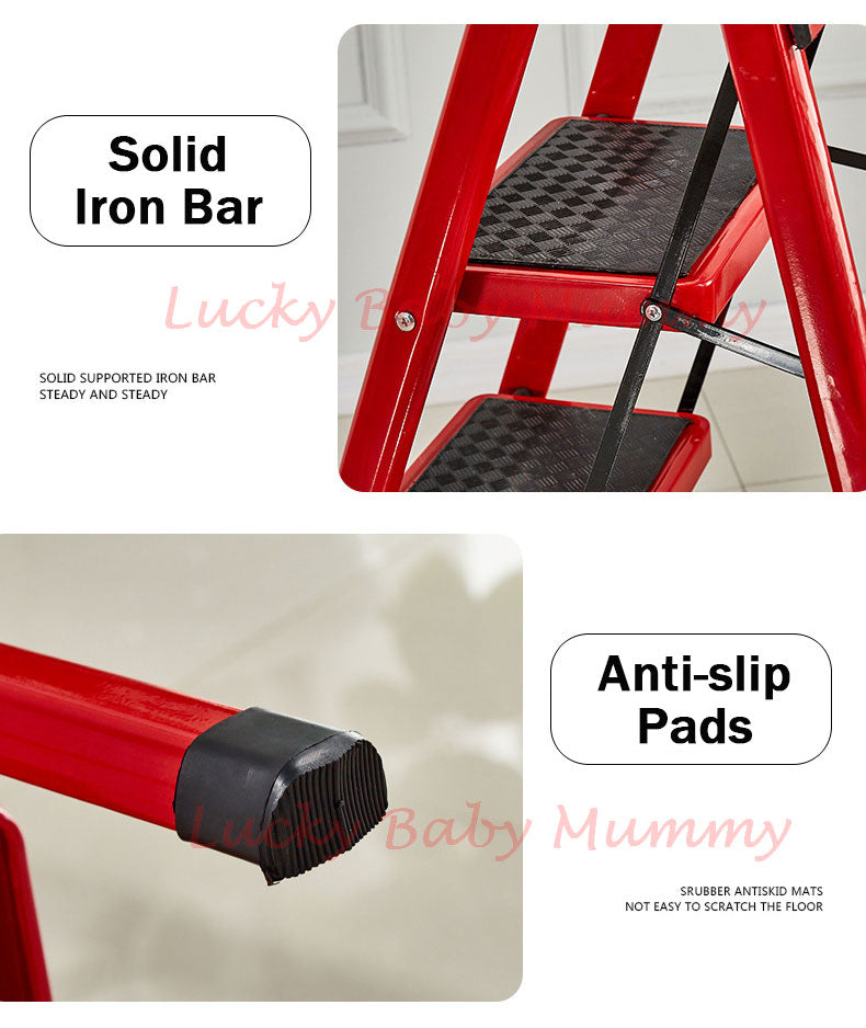 Foldable Red Stool Step Ladder 3/4/5 Steps