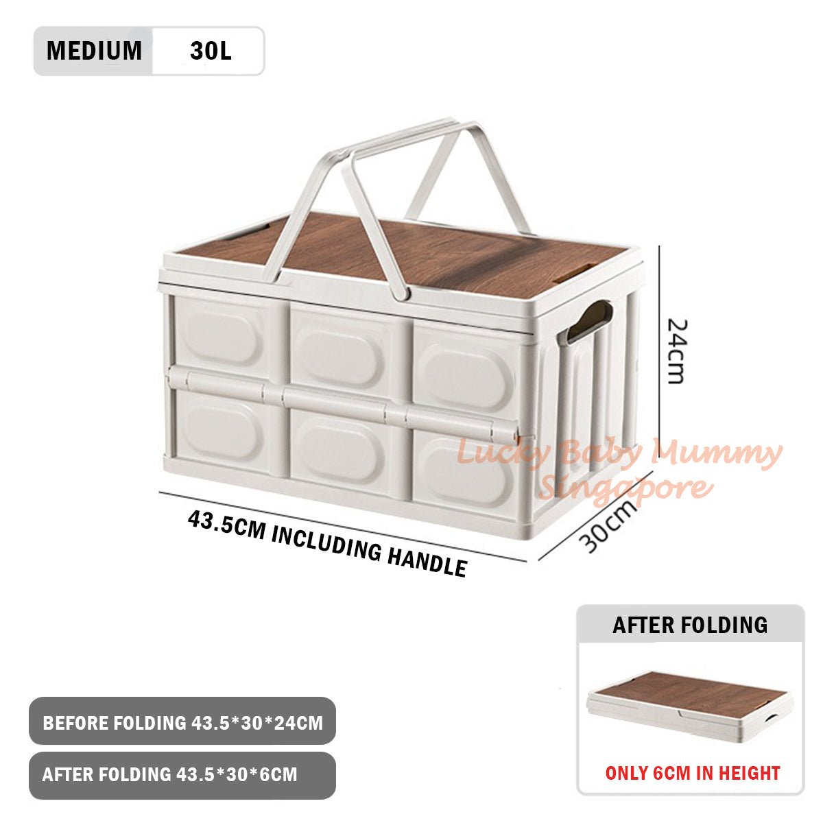 Foldable Camping Storage Box with Wooden Lid