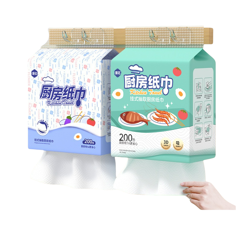 【4 Packs / Box】ManHua 2-Ply 200 Sheets Kitchen Towel Paper / Hanging Paper Towel / Wall-Mounted Napkin