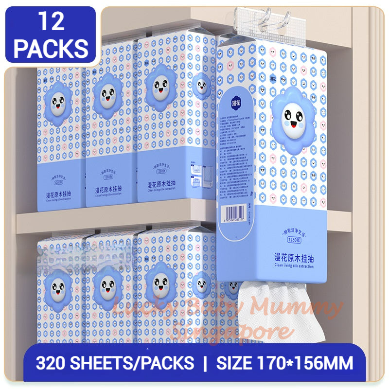 【6 Packs/Box】ManHua Blue Series 4-Ply 1280 Sheets Tissue Paper / Hanging Paper Towel / Hangable Napkin