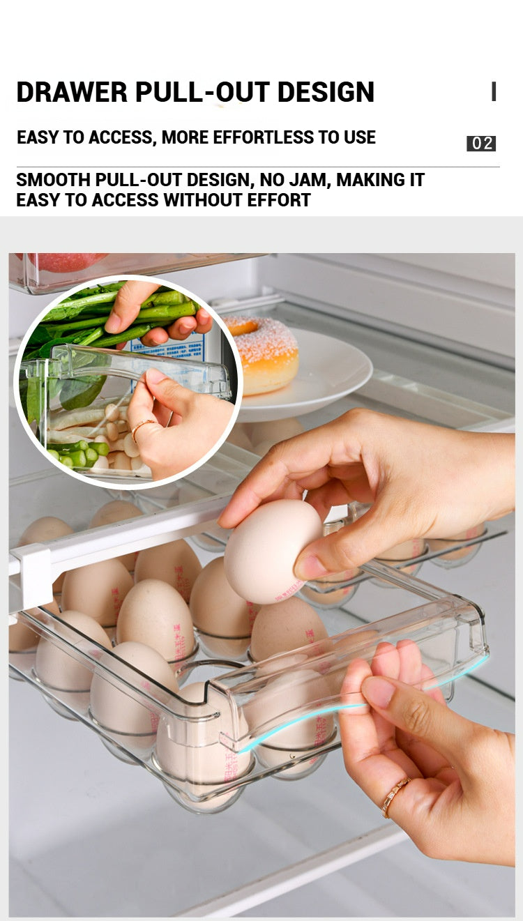Egg Storage Box with Drawer Double Layer