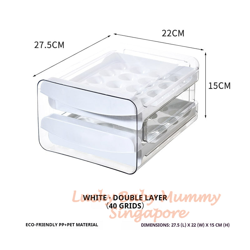 Egg Storage Box with Drawer Double Layer