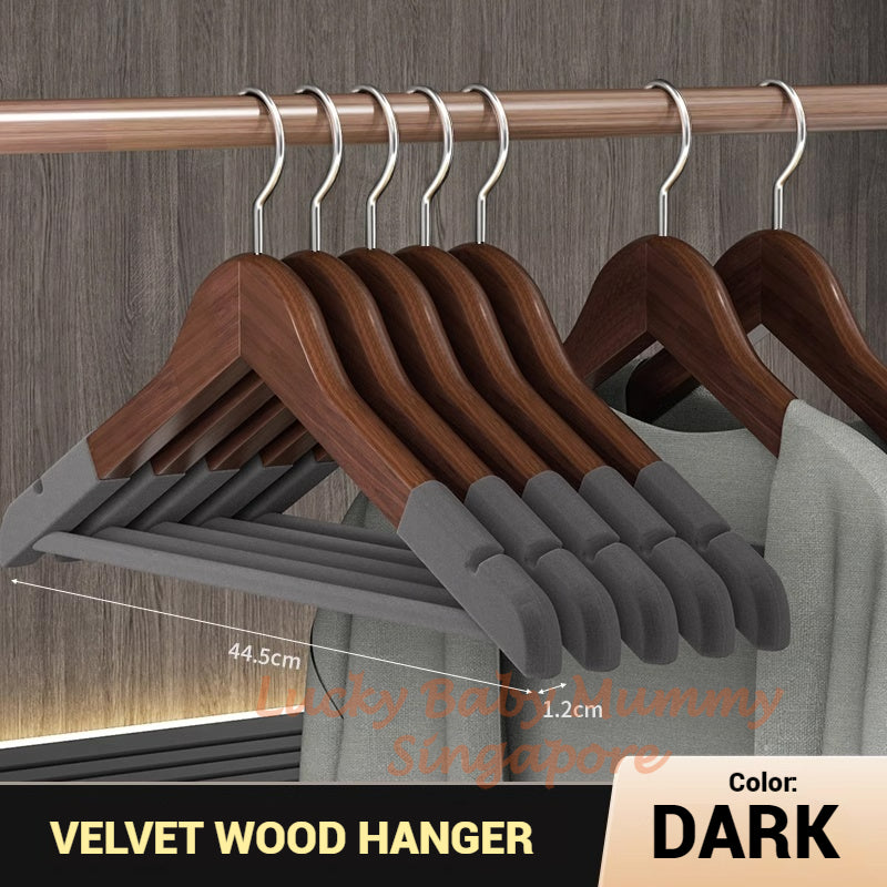 Velvet Anti - Slips Wood Hangers