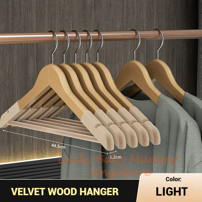 Velvet Anti - Slips Wood Hangers