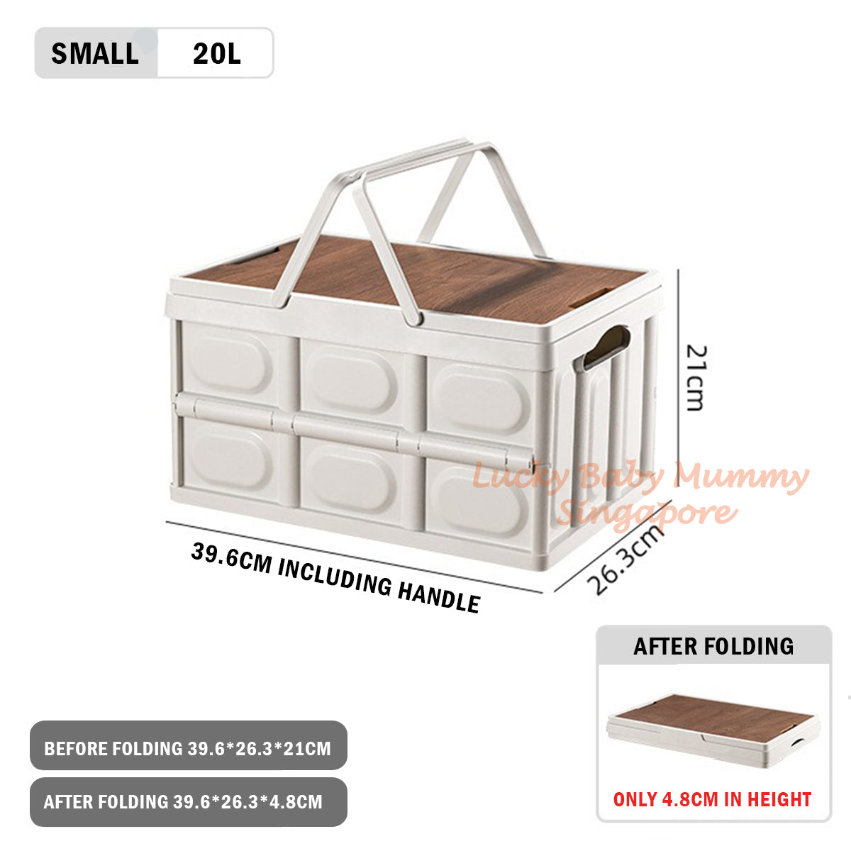 Foldable Camping Storage Box with Wooden Lid