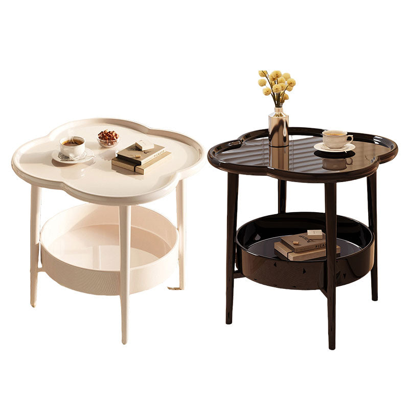 Clover Shape Coffee Table with Shelf