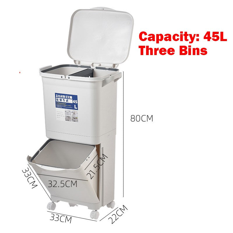 Type B Dry/Wet Sorting Dust Bin Slim Trash bin Dustbin